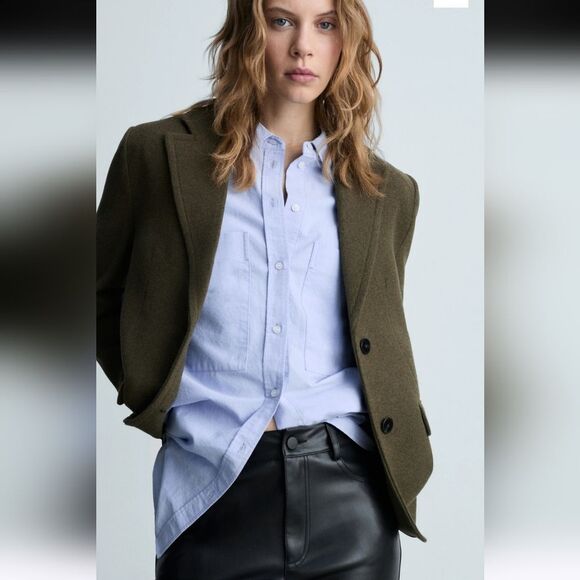 Mango Leather-effect Straight Black Pants Size 6 - Picture 11 of 14